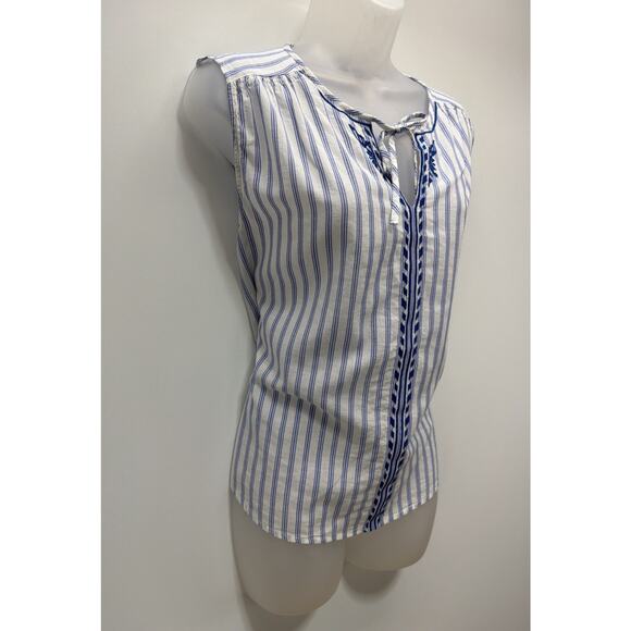 New! Banana Republic Women Sleeveless Blouse Textured Cotton Embroidered Size M - Picture 2 of 6